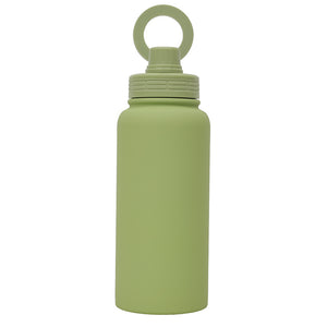 Premium Sports Bottle 35oz | Stainless Steel Insulated | Magnetic Phone Holder Lid | Green