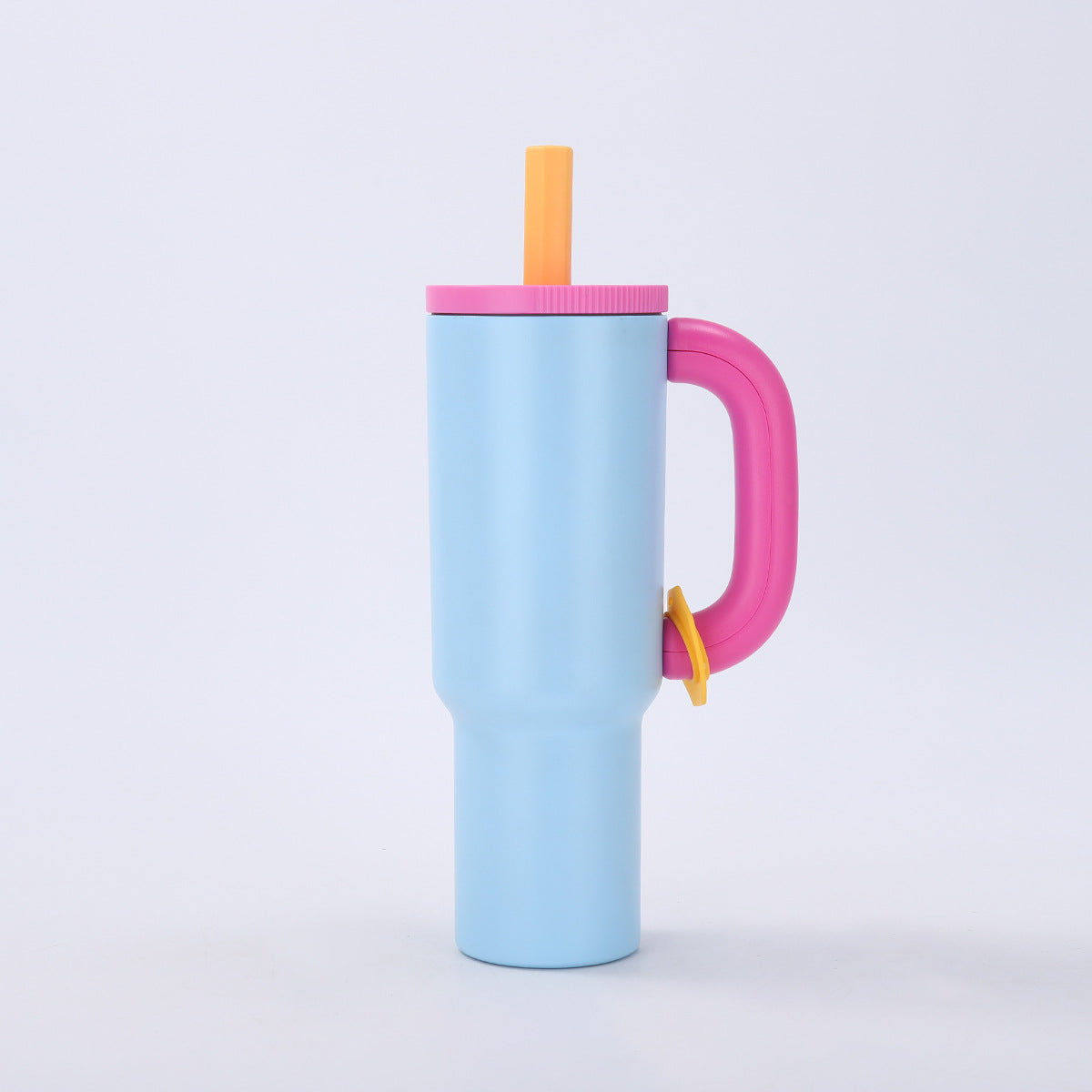 Macron Stainless Steel Tumbler 40oz | Blue | Handle & Straw | Large Capacity Car Travel Mug