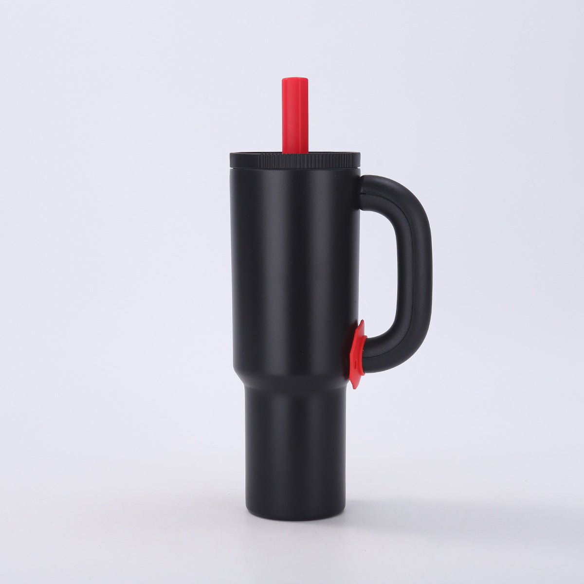 Macron Stainless Steel Tumbler 40oz | Black | Handle & Straw | Large Capacity Car Travel Mug