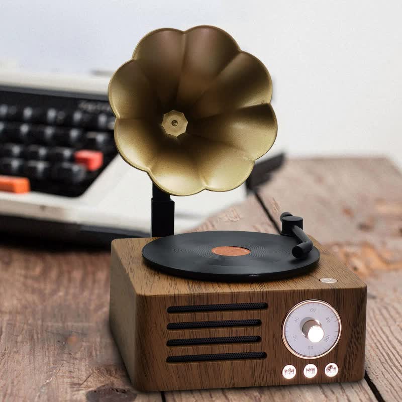Vintage Gramophone Bluetooth Speaker | Retro Wireless Music Player | Classic Design