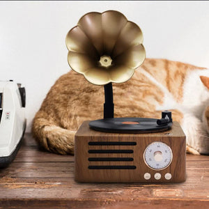 Vintage Gramophone Bluetooth Speaker | Retro Wireless Music Player | Classic Design