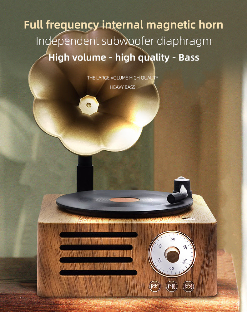 Vintage Gramophone Bluetooth Speaker | Retro Wireless Music Player | Classic Design