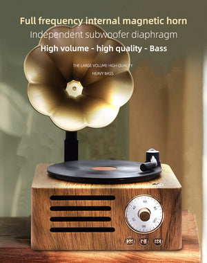 Vintage Gramophone Bluetooth Speaker | Retro Wireless Music Player | Classic Design