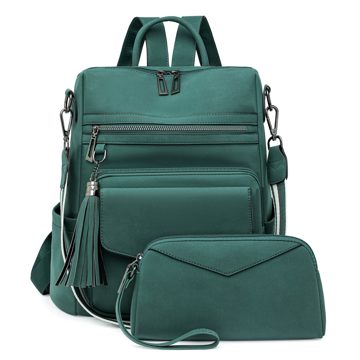 Women’s Retro PU Leather Backpack | Dual-Colour Tassel | High-End Winter Style | Green