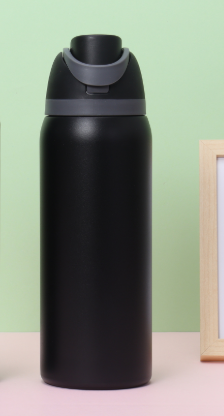Insulated Water Bottle 32oz | 304 Stainless Steel | Dual-Drink Pop-Up Lid | Black