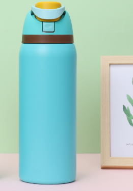 Insulated Water Bottle 32oz | 304 Stainless Steel | Dual-Drink Pop-Up Lid | Light Blue