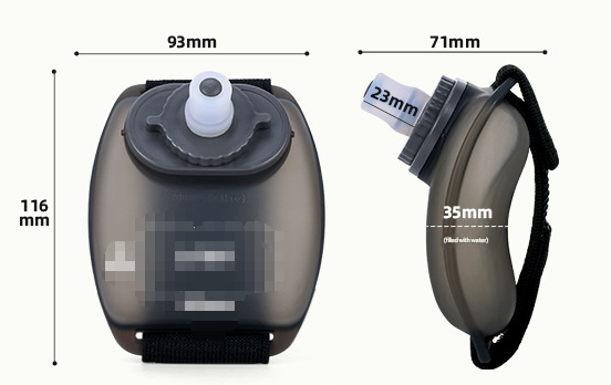 Wearable Hydration Flask 2PC | Ergonomic Hands-Free Wrist Water Bottle for Running & Sports | Black