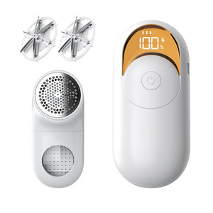 Electric Lint Remover | Digital Display | 3-Speed USB Rechargeable Fabric Shaver | White