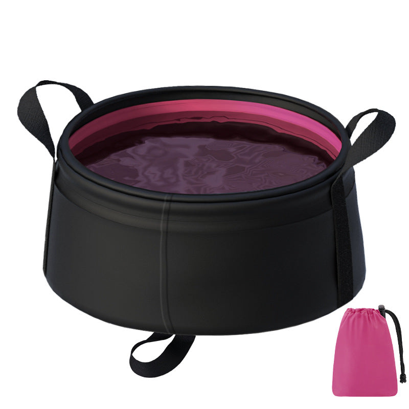Portable Folding Water Basin 8.5L 2PC | Collapsible Bucket with Carry Bag | Rose Red | Camping & Travel