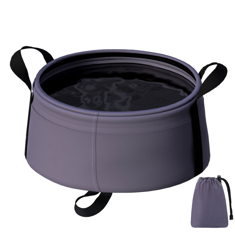 Portable Folding Water Basin 8.5L 2PC | Collapsible Bucket with Carry Bag | Purple | Camping & Travel