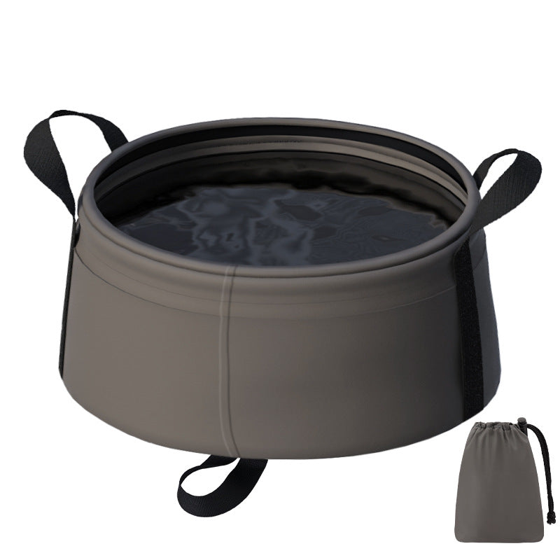Portable Folding Water Basin 8.5L 2PC | Collapsible Bucket with Carry Bag | Dark Khaki | Camping & Travel