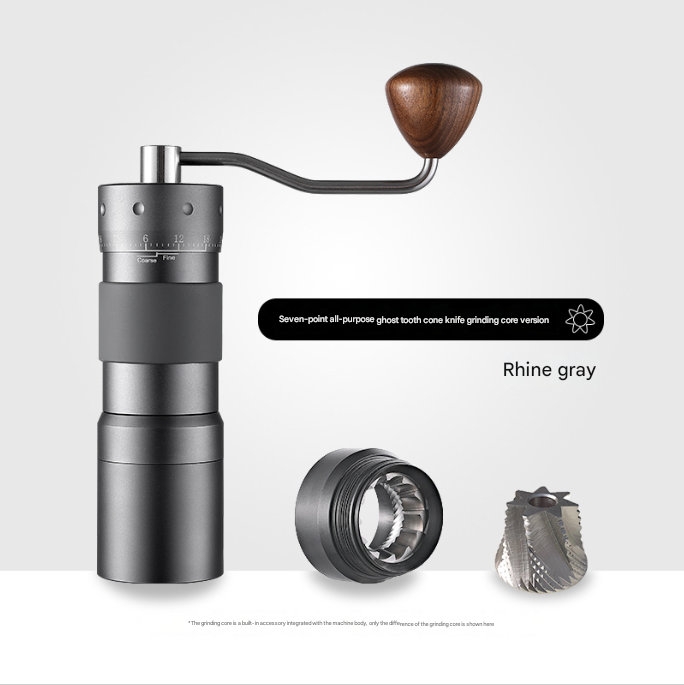Manual Coffee Grinder | Premium 7-Star | Portable Bean Mill | R50Pro | Grey