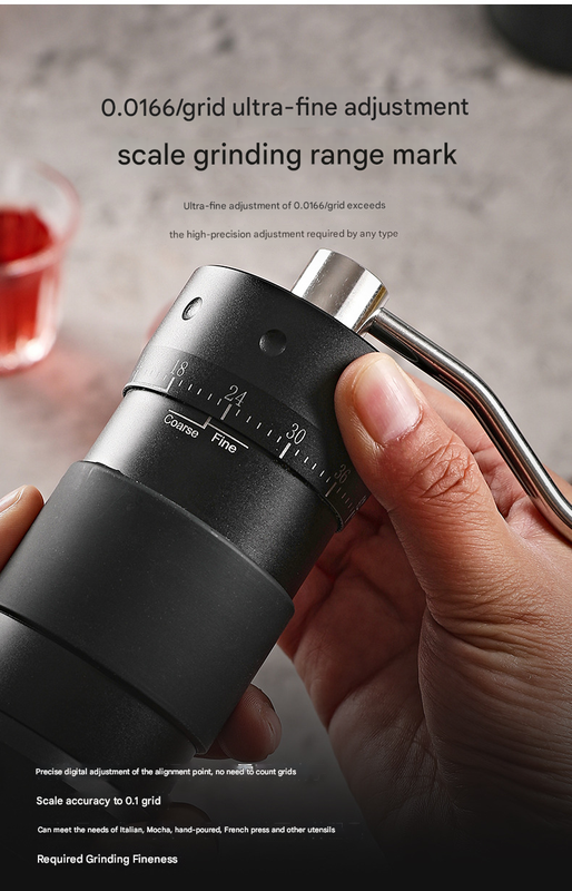 Manual Coffee Grinder | Premium 7-Star | Portable Bean Mill | R50Pro | Grey