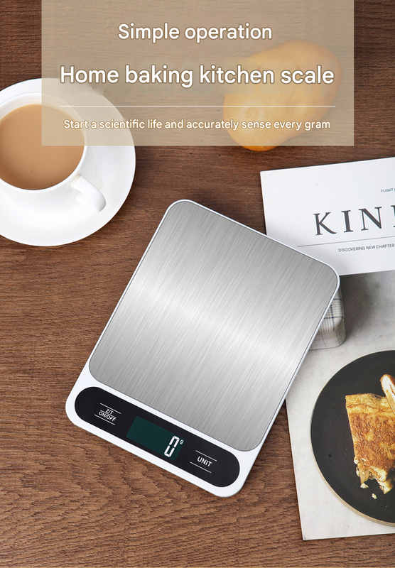 Digital Kitchen Scale | Slim | High Precision | Stainless Steel | 10kg Capacity | Black