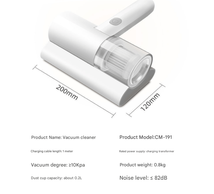 Cordless UV-C Dust Mite Vacuum | Lightweight Handheld Mattress & Upholstery Cleaner | 3.7V