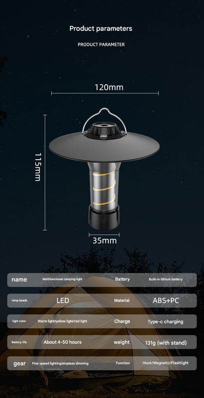 LED Camping Lantern | Vintage Lighthouse Design | 5 Modes | Rechargeable with Tripod