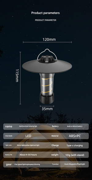 LED Camping Lantern | Vintage Lighthouse Design | 5 Modes | Rechargeable with Tripod