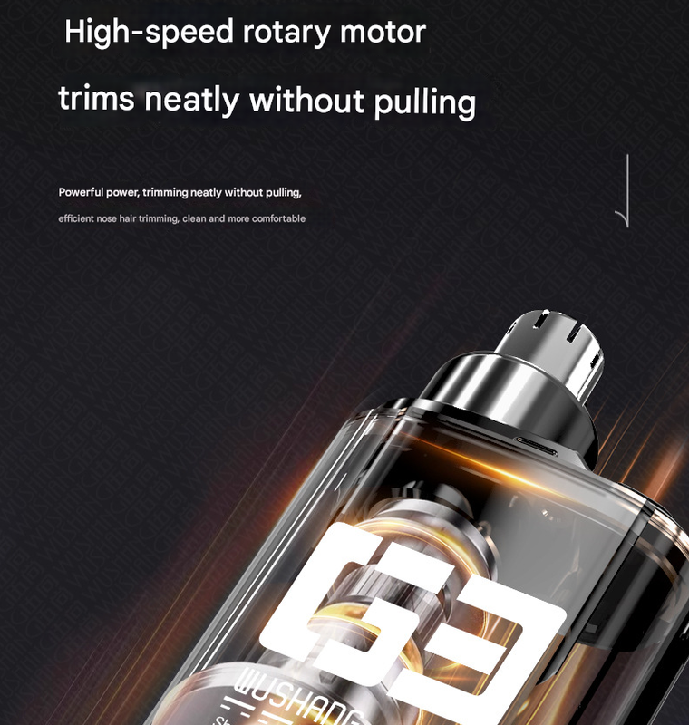 Electric Nose & Ear Hair Trimmer | Painless Grooming Tool | USB-C Rechargeable | LED Display | Orange