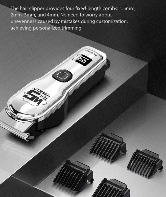 Professional Cordless Hair Clippers | USB Rechargeable | LED Display | Black