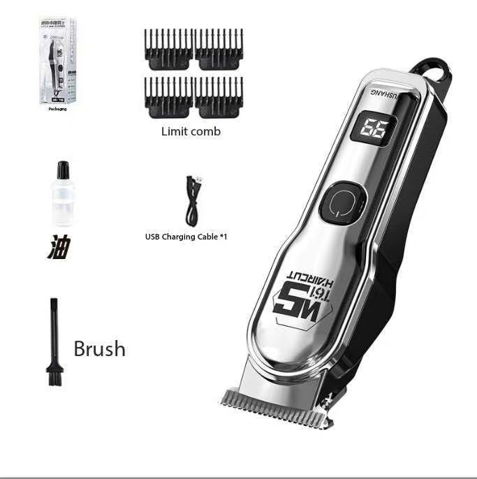 Professional Cordless Hair Clippers | USB Rechargeable | LED Display | Silver