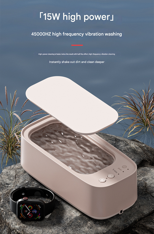 Portable Ultrasonic Cleaner | 45kHz Professional High-Frequency Cleaning Machine | Jewellery, Glasses & Makeup Brushes | Pink