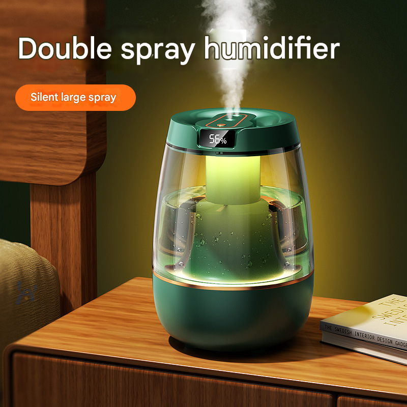 Smart Cool Mist Humidifier 3.5L | Dual Nozzle | Digital Display | Ultra-Quiet Air Purifier | Green