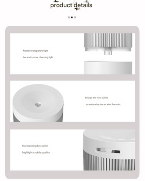 Mini Desktop Humidifier 2PC | Portable Mist Maker for Home & Car | Grey Finish