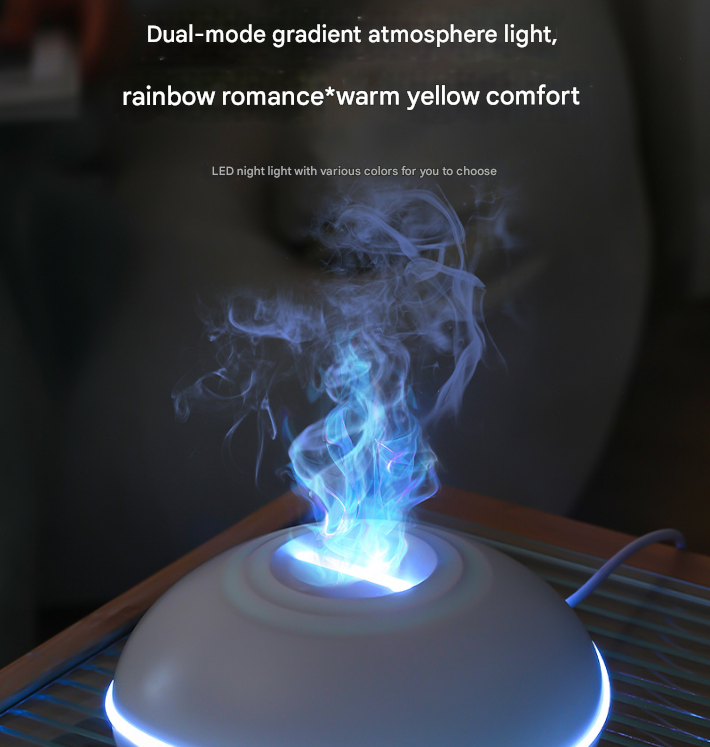USB Aromatherapy Diffuser | Mini Flame Projection Humidifier | Portable for Home & Car | White
