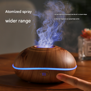 USB Aromatherapy Diffuser | Mini Flame Projection Humidifier | Portable for Home & Car | Wood Grain