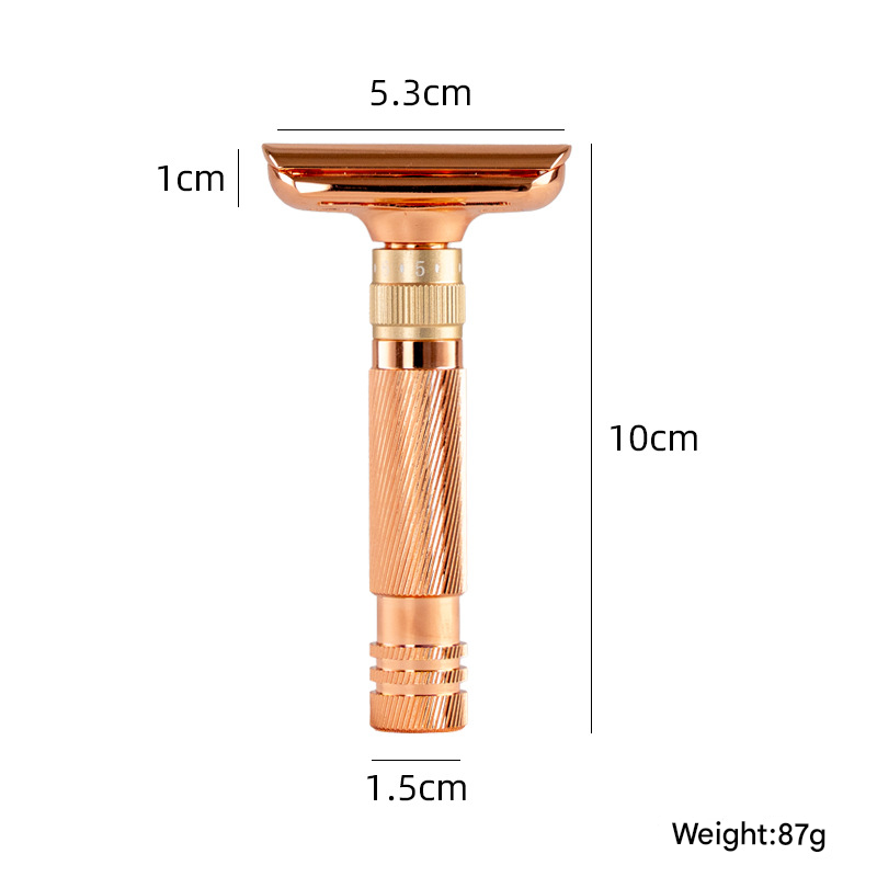 Premium Adjustable Double Edge Safety Razor Kit | Bronze Finish | 8-Setting Precision Shave with Stand & 5 Blades