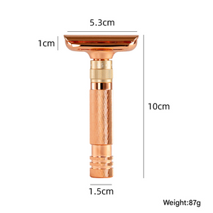 Premium Adjustable Double Edge Safety Razor Kit | Bronze Finish | 8-Setting Precision Shave with Stand & 5 Blades