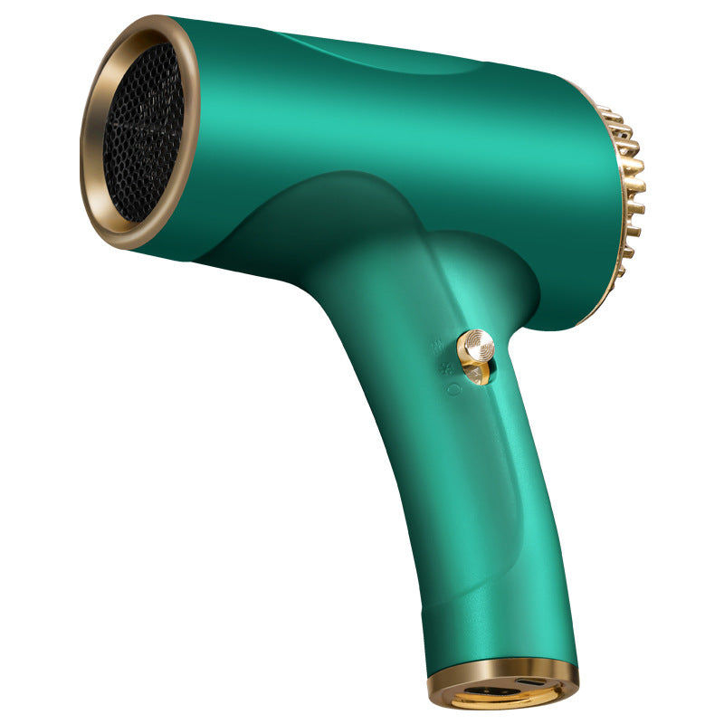 Cordless Hair Dryer | Ultra-Lightweight Ionic | USB Rechargeable | Cool Air Mode | Green Finish