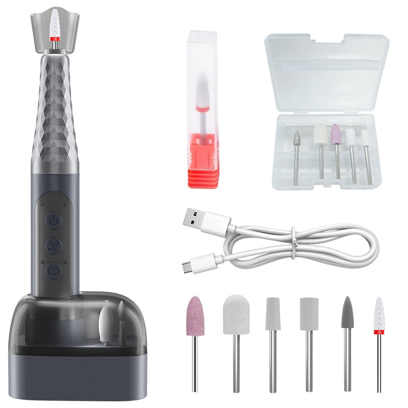 Professional Nail Drill Kit | Electric 6-Speed 18,000RPM | Rechargeable Manicure & Pedicure File | Grey