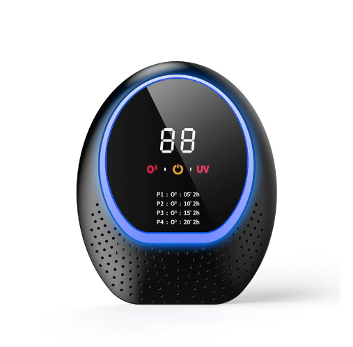 Rechargeable Ozone & UV-C Air Purifier | Portable Odour Eliminator with Remote | Black Finish