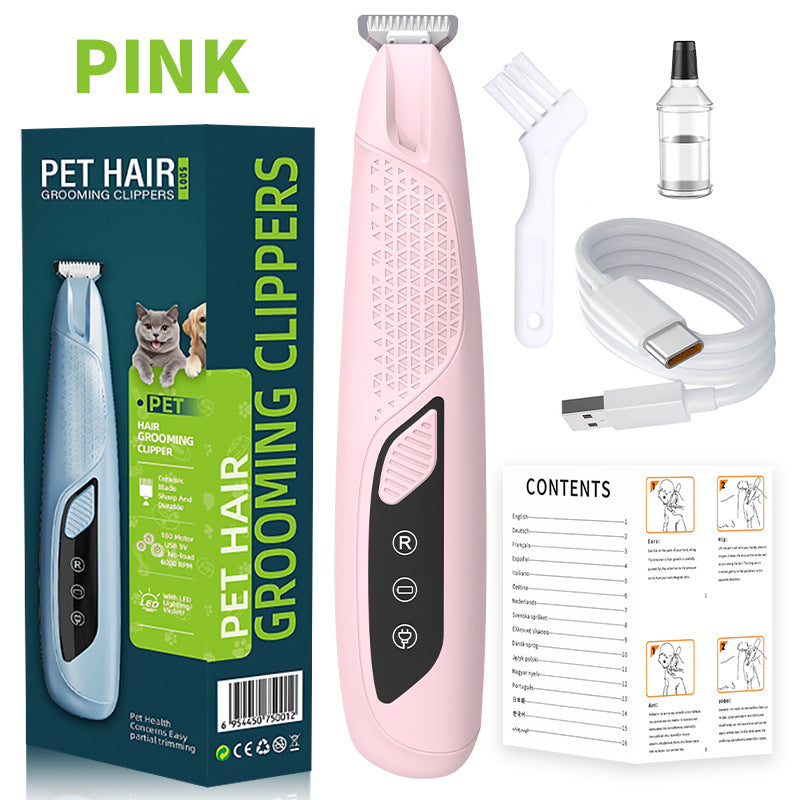 Precision Pet Paw Trimmer | Waterproof & Rechargeable Grooming Clipper | Dog & Cat Paws, Eyes & Ears | Pink