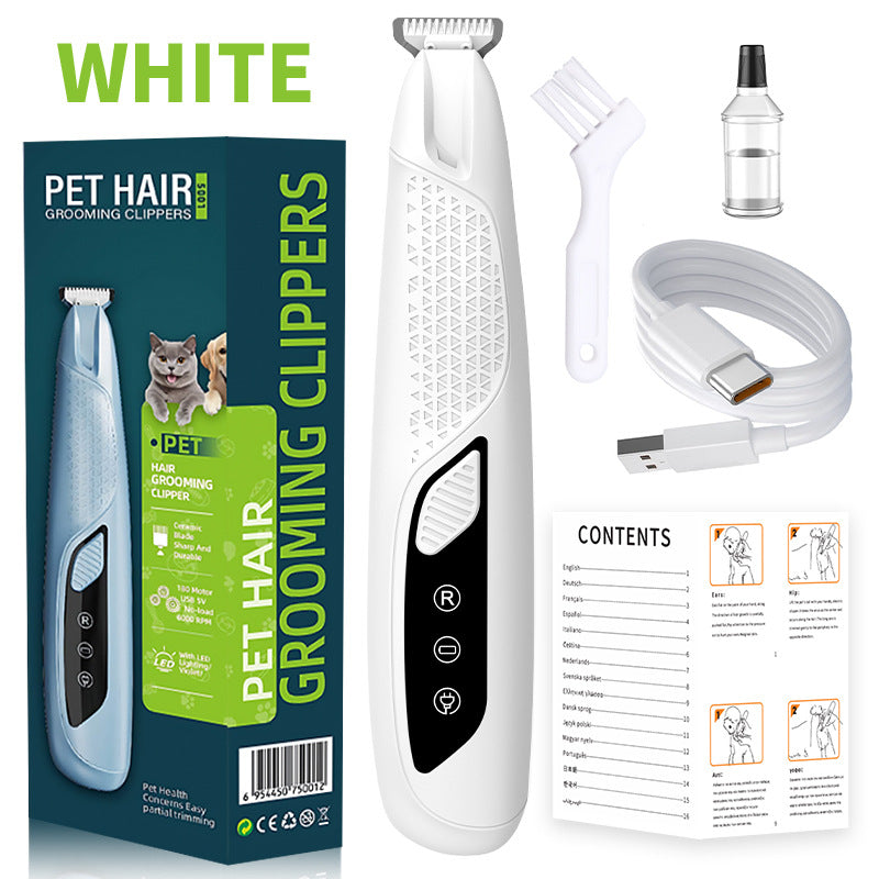 Precision Pet Paw Trimmer | Waterproof & Rechargeable Grooming Clipper | Dog & Cat Paws, Eyes & Ears | White