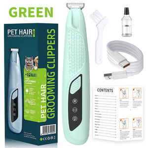 Precision Pet Paw Trimmer | Waterproof & Rechargeable Grooming Clipper | Dog & Cat Paws, Eyes & Ears | Green