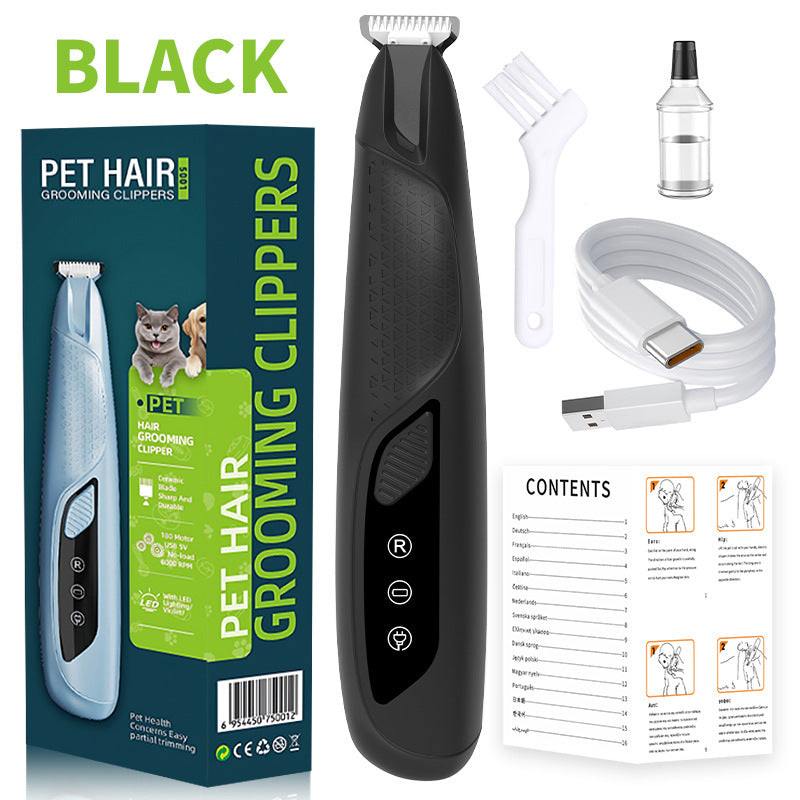 Precision Pet Paw Trimmer | Waterproof & Rechargeable Grooming Clipper | Dog & Cat Paws, Eyes & Ears | Black