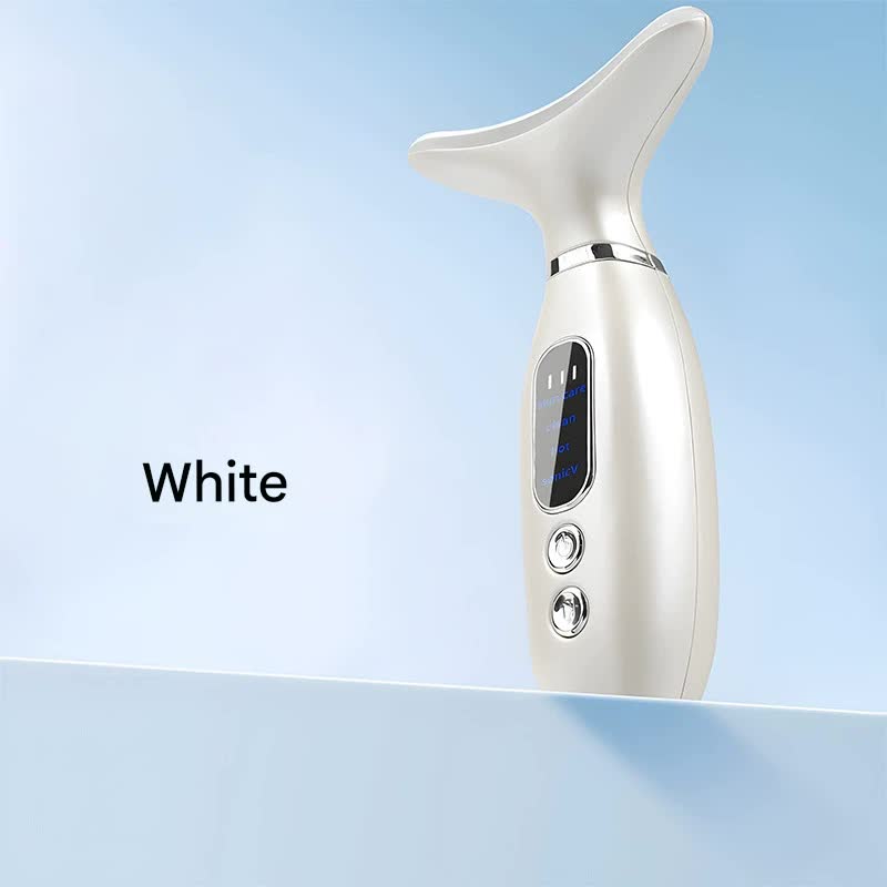 Neck & Face Beauty Massager | White | Constant Heat | Ion Infusion | Sonic Vibration