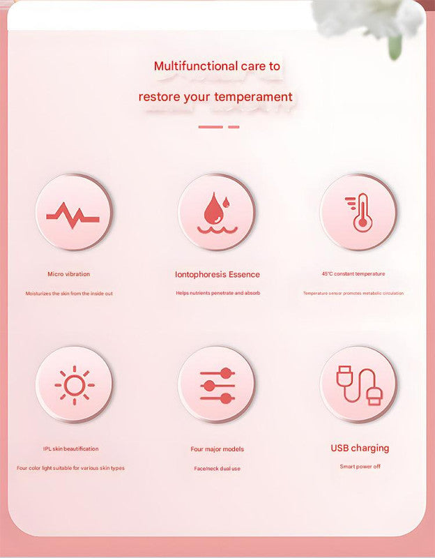 Neck & Face Beauty Massager | White | Constant Heat | Ion Infusion | Sonic Vibration