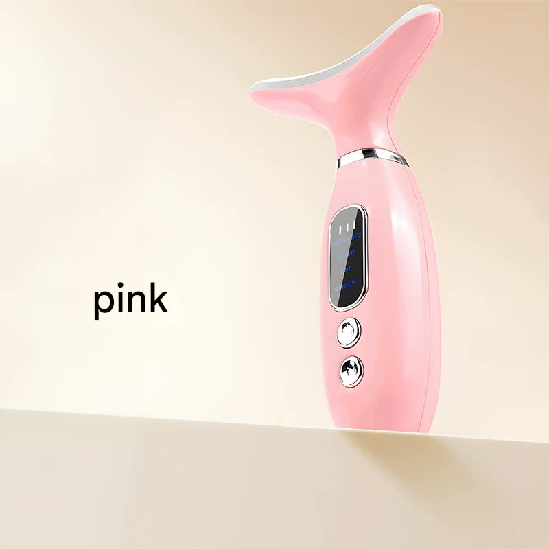 Neck & Face Beauty Massager | Pink | Constant Heat | Ion Infusion | Sonic Vibration