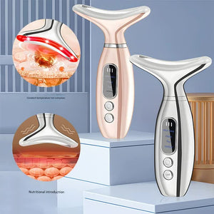 Neck & Face Beauty Massager | Silver | Constant Heat | Ion Infusion | Sonic Vibration