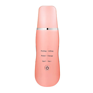 Ultrasonic Skin Scrubber | Deep Clean, Peeling, Lift & Ion Infusion | Facial Spatula | Pink