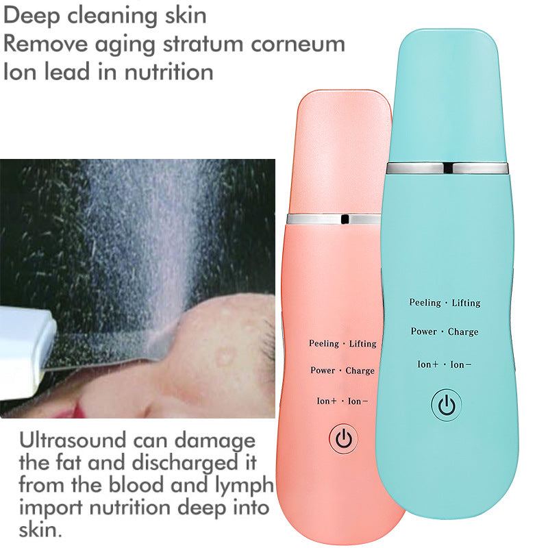 Ultrasonic Skin Scrubber | Deep Clean, Peeling, Lift & Ion Infusion | Facial Spatula | Purple