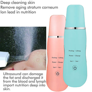 Ultrasonic Skin Scrubber | Deep Clean, Peeling, Lift & Ion Infusion | Facial Spatula | Purple