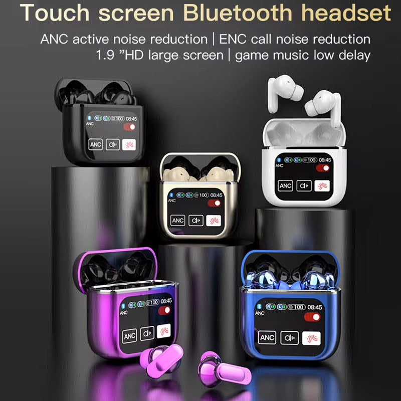 TWS Bluetooth Earbuds | 1.9" HD Touch Case | ANC & ENC Noise Reduction | White