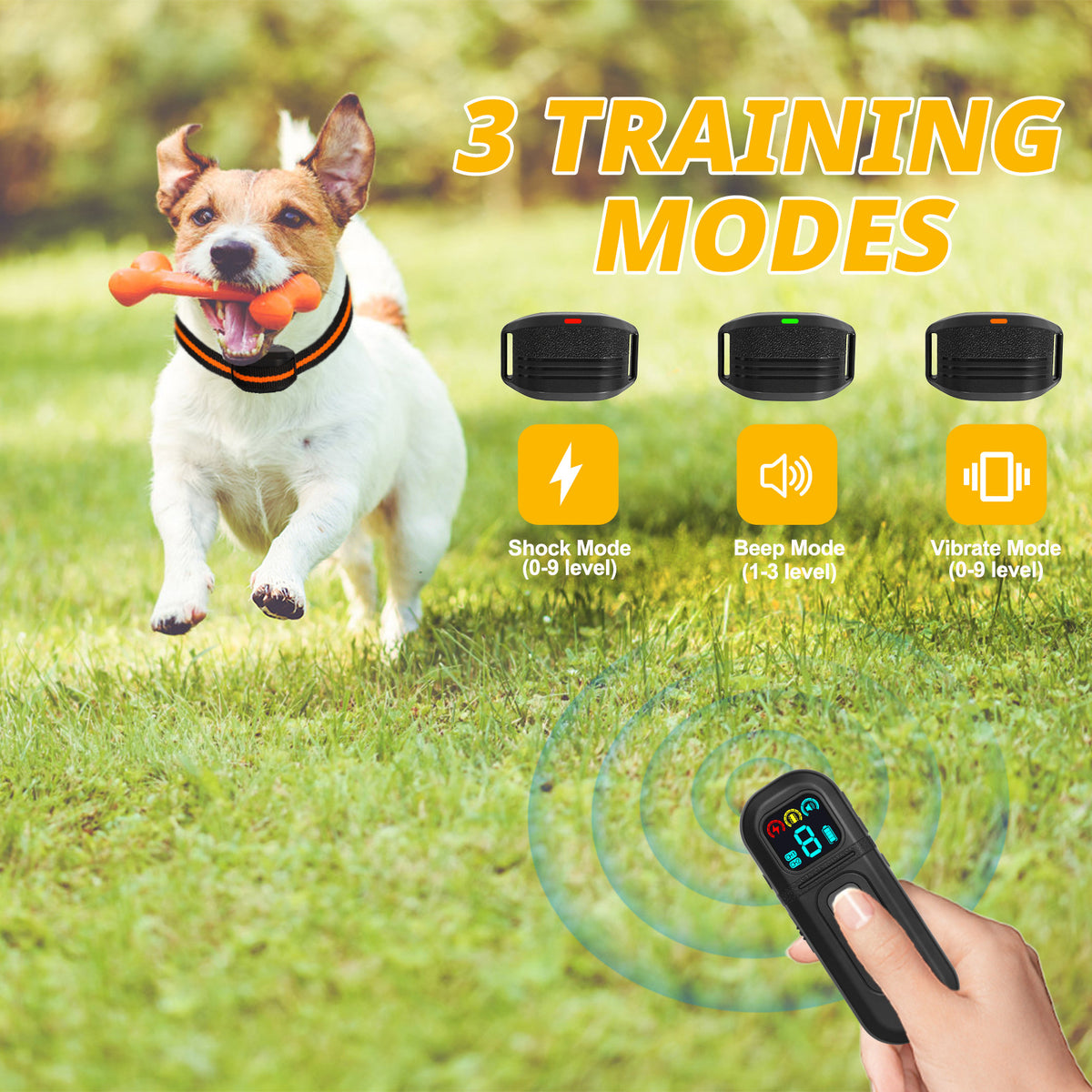 Dog Training Collar with Remote | Ultra-Small & Lightweight | 3 Modes & Adjustable Levels | Black