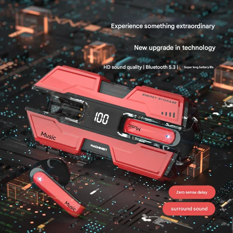 TWS Gaming Earbuds | Bluetooth 5.3 | Low Latency | Hi-Fi Surround Sound | LED Display | Black