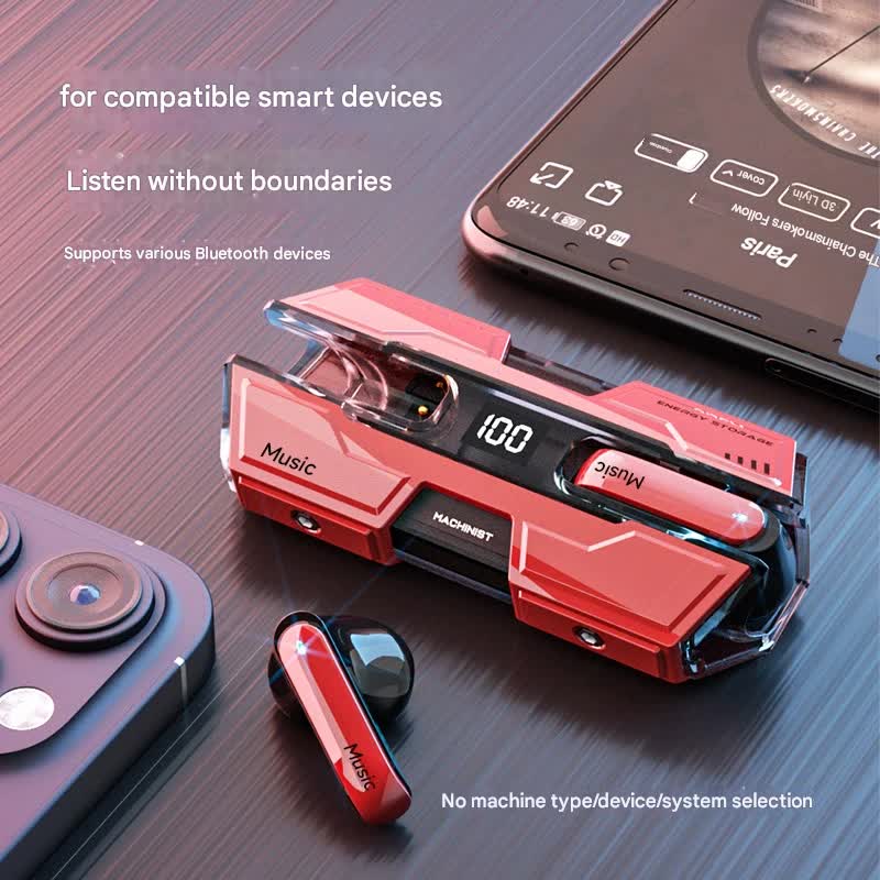 TWS Gaming Earbuds | Bluetooth 5.3 | Low Latency | Hi-Fi Surround Sound | LED Display | Black