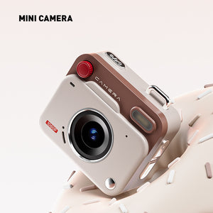 Mini Retro Keychain Camera | 48MP Photos | 1080P HD Video | Built-in Filters & Flash | Khaki Brown